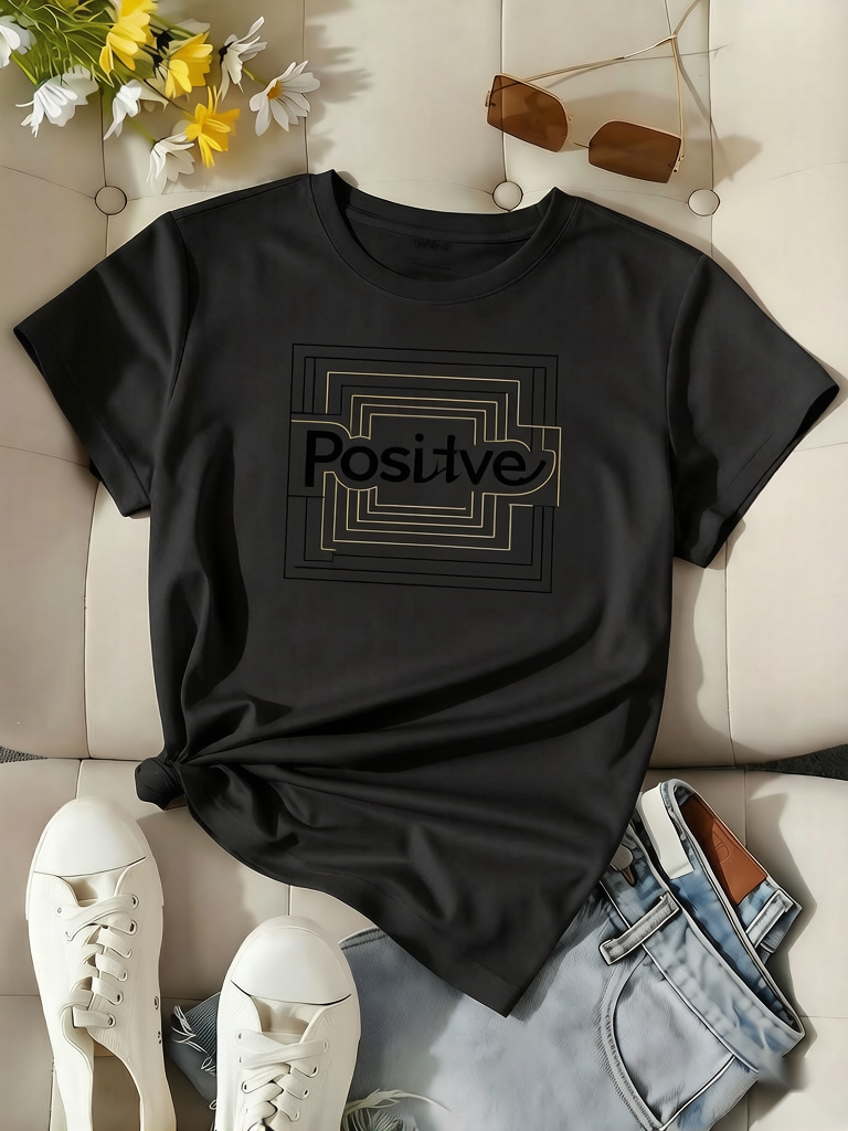 Positive Vintage Graphic Tee with Skin-friendly Fabric & Durable Print Technology, Casual Streetwear Style, Oversized Fit for Men & Women, Perfect for Daily Wear, Outdoor Activities, Music Festivals, Parties, or as a Creative Gift for Friends