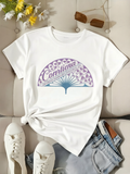 Graphic Tee Vintage Style Purple Heart Fan Print Shirt Skin-friendly Fabric Soft-touch Texture Streetwear Aesthetic Short Sleeve Casual Wear Perfect for Daily Wear, Outdoor Activities, Music Festivals, Parties, or as a Creative Gift for Friends.
