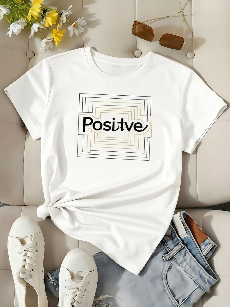 Positive Vintage Graphic Tee with Skin-friendly Fabric & Durable Print Technology, Casual Streetwear Style, Oversized Fit for Men & Women, Perfect for Daily Wear, Outdoor Activities, Music Festivals, Parties, or as a Creative Gift for Friends