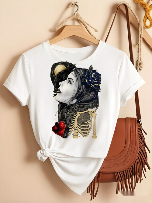 Graphic Tee Vintage Style Cool Art Streetwear Short Sleeve Skin-friendly Fabric Breathable Material Soft-touch Texture Retro Aesthetic Gothic Line Art Perfect for Daily Wear, Outdoor Activities, Music Festivals, Parties, or as a Creative Gift for Friends.